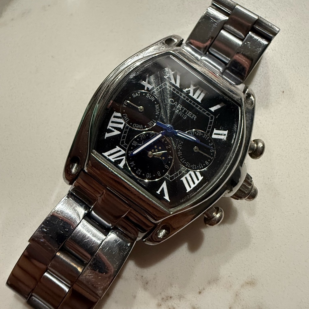 Cartier Silver Women's Watch with Black Dial